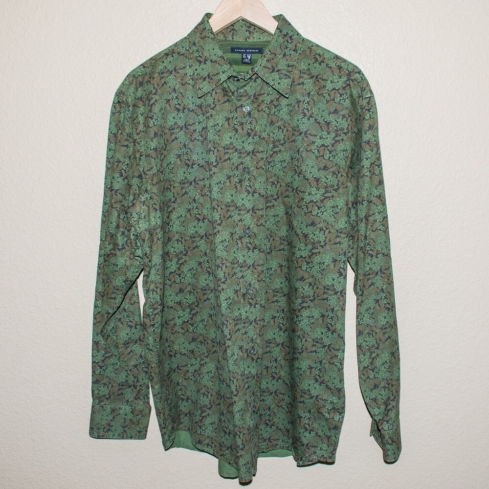 Green floral dress shirt